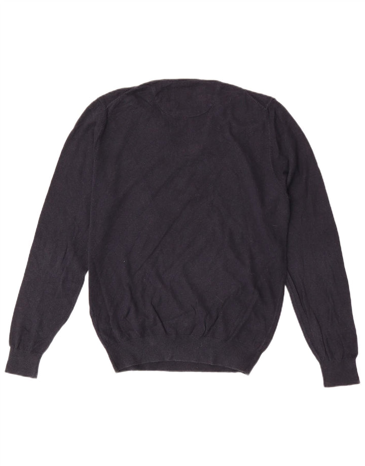 Massimo Dutti Pull col V Homme Bleu Marine Moyen Coton