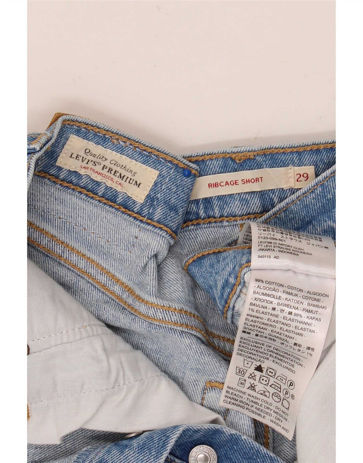 Levi's Short Ribcage Distressed Denim W29 Femme Bleu Moyen Coton