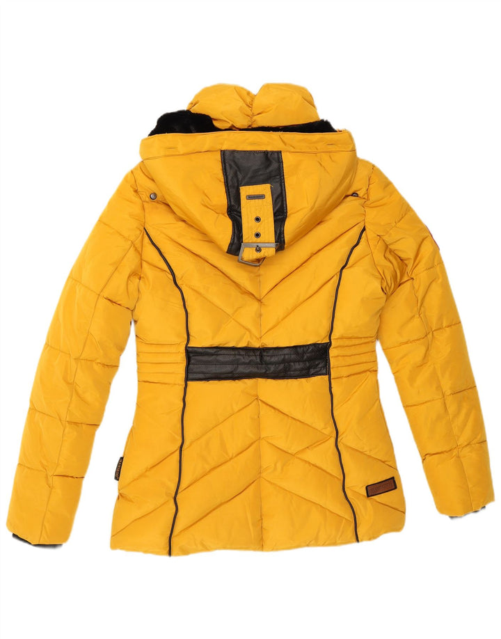 Marikoo Veste matelassée à capuche pour femme UK 6 XS Jaune Polyester