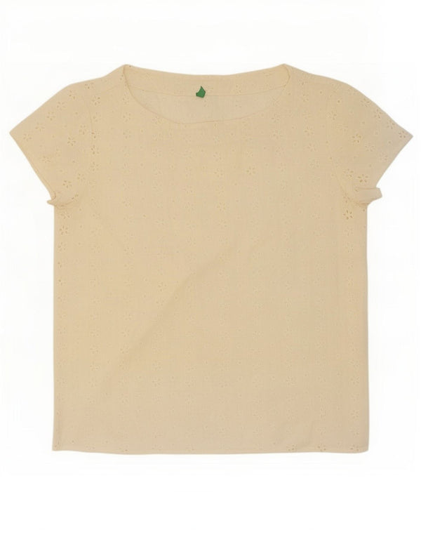 Benetton Chemisier Top UK 10 Small Off White Coton Femme