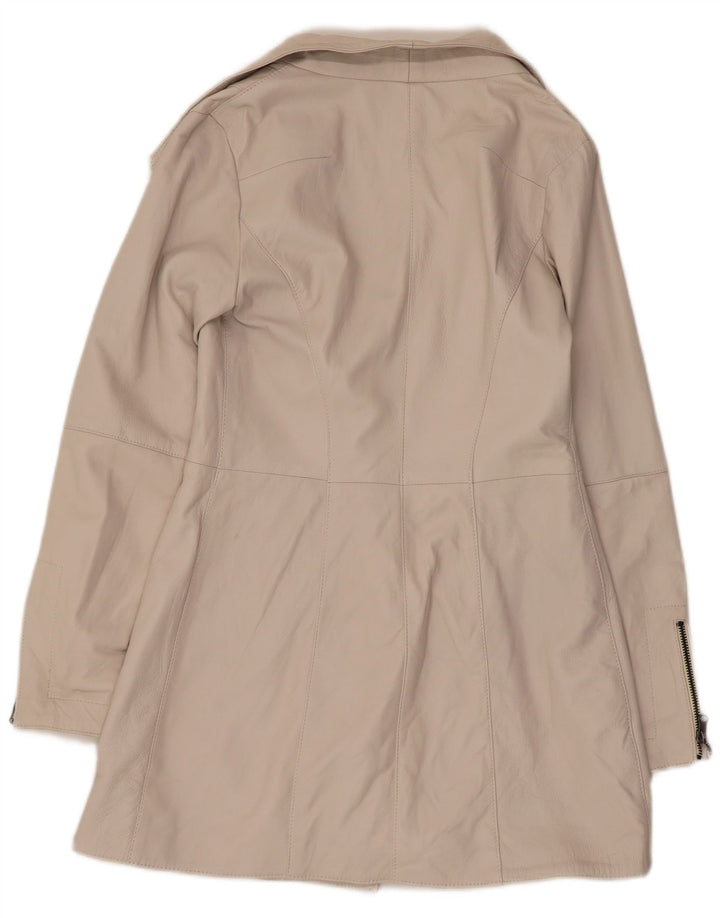 manteau en cuir femme vintage IT 42 Cuir blanc cassé moyen