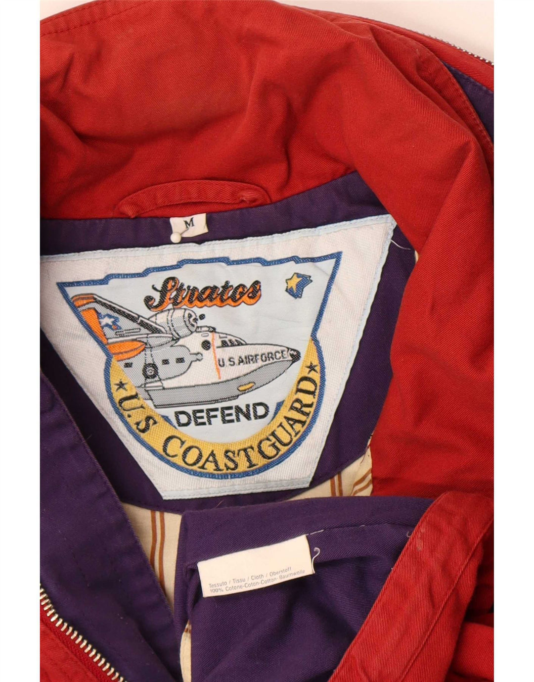 Coast Guard Veste Bomber à Capuche pour Homme UK 38 Coton Colorblock Rouge Moyen