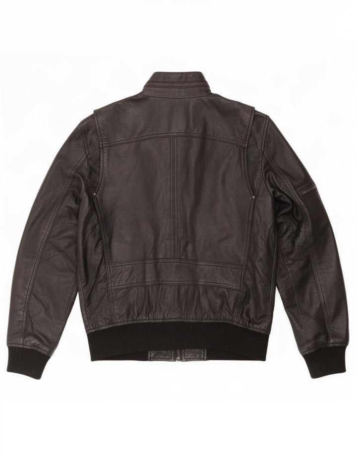 BARNEYS Veste en cuir militaire pour homme UK 38 Medium Noir