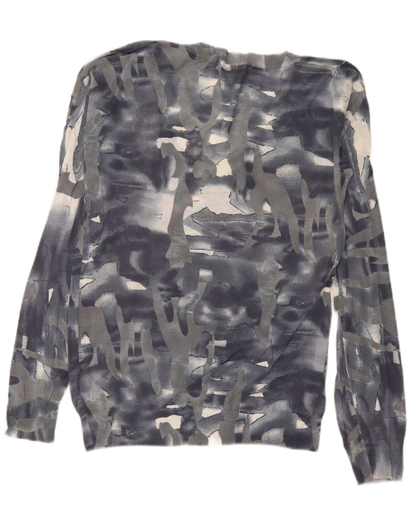 Iceberg Pull col en V pour femme UK 44 Gris moyen Camouflage Coton