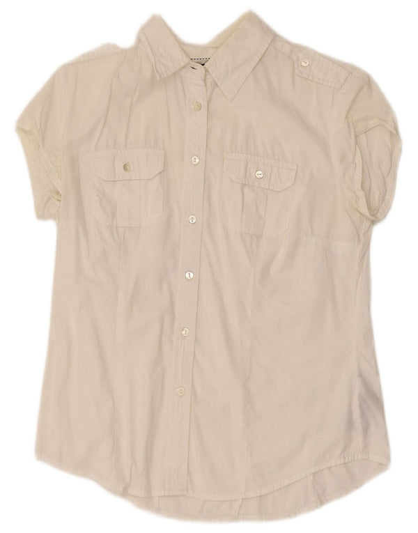Tommy Hilfiger Chemise militaire à manches courtes pour femme UK 6 XS Coton blanc