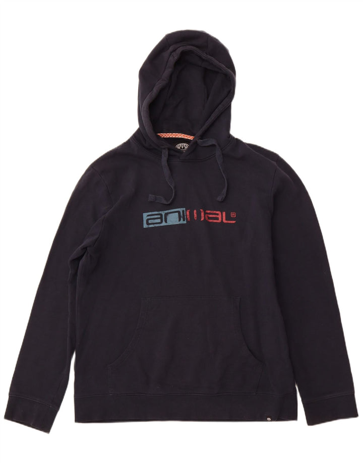 ANIMAL Pull à capuche graphique pour hommes, grand coton bleu marine