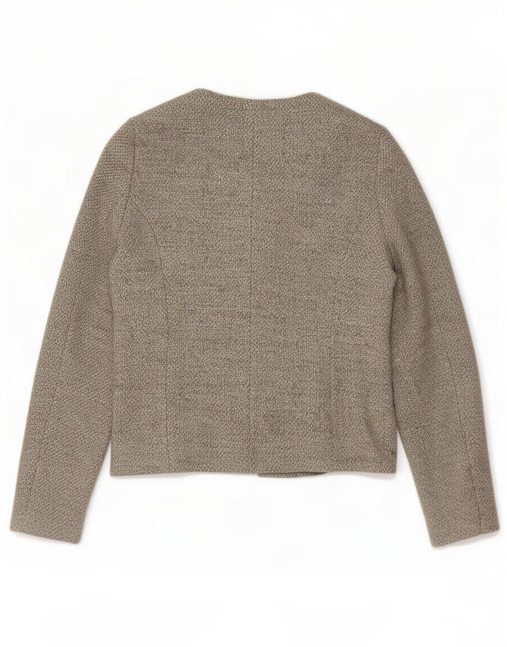 Benetton Veste Blazer Femme UK 10 Petit Gris Coton
