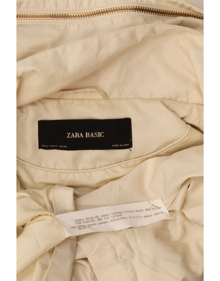 Zara Veste bomber à capuche pour femme UK 14 Medium Off White Polyester