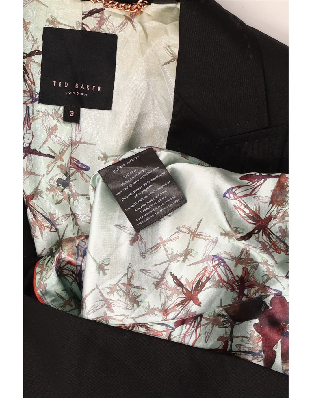 Ted Baker Veste blazer à 1 bouton pour femme Taille 3 Laine noire moyenne