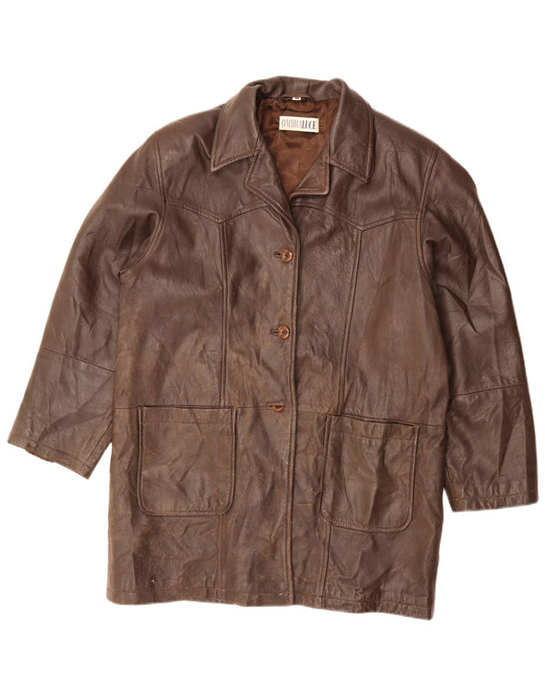 Ombraluce Manteau en cuir surdimensionné pour femme IT 44 Marron moyen