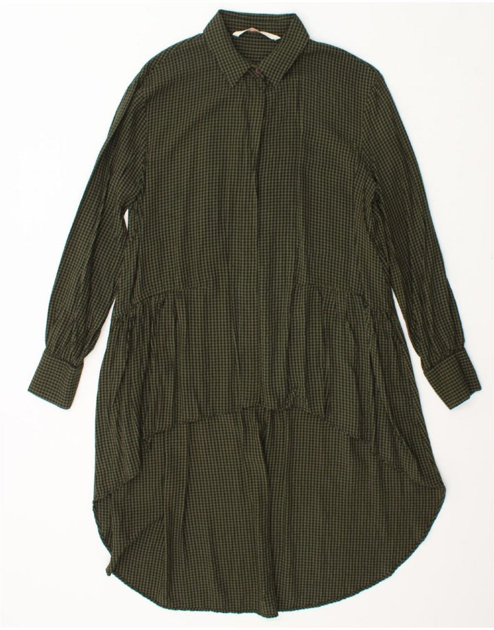 ZARA Womens Oversized Pullover Shirt Dress UK 6 XS Green Gingham Vintage Zara and Second-Hand Zara from Messina Hembry 
