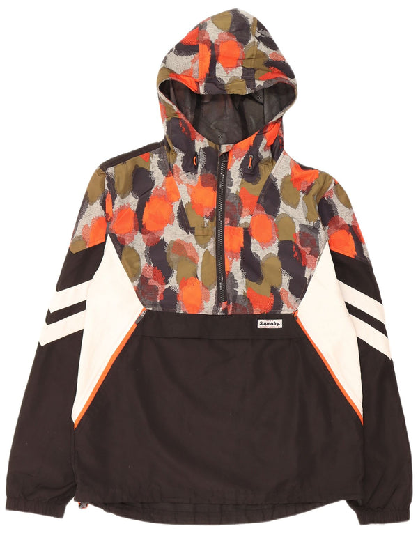 SUPERDRY Veste de pluie à capuche pour homme UK 40 Large Noir à pois