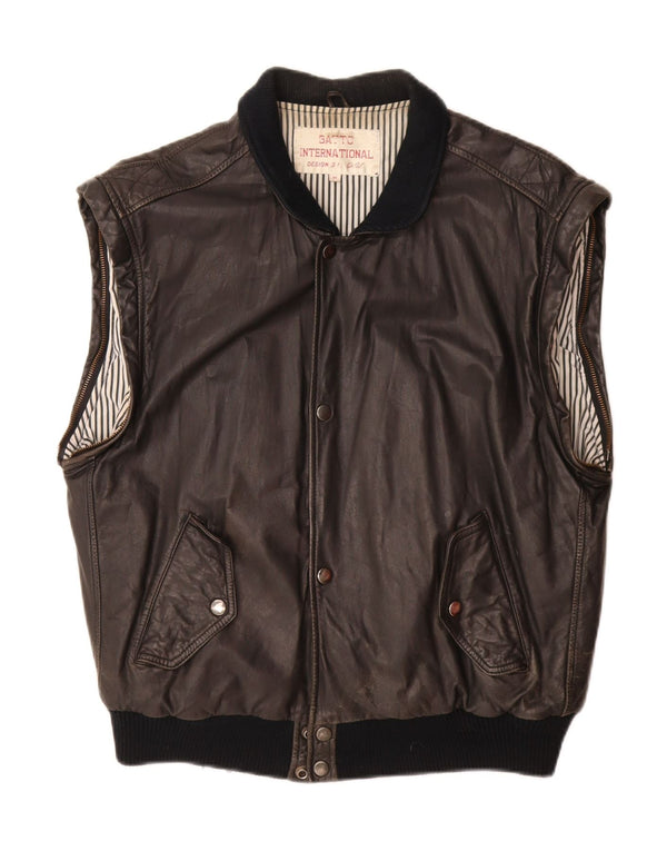 Gatto Gilet en cuir pour homme UK 38 Medium Noir