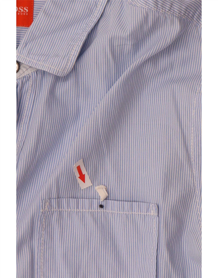 Hugo Boss Chemise homme en coton à fines rayures bleues