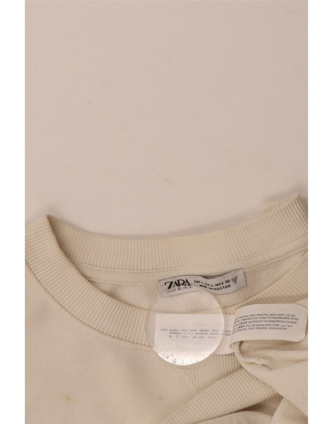 Zara Sweat-shirt à manches courtes pour hommes, grand coton blanc