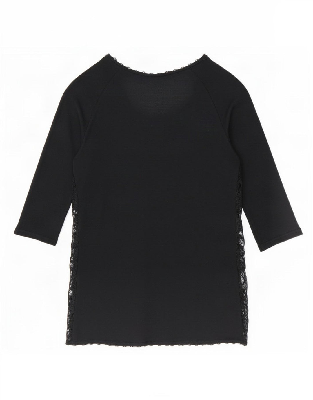 Zara Womens See Through Top Manches 3/4 UK 12 Moyen Noir
