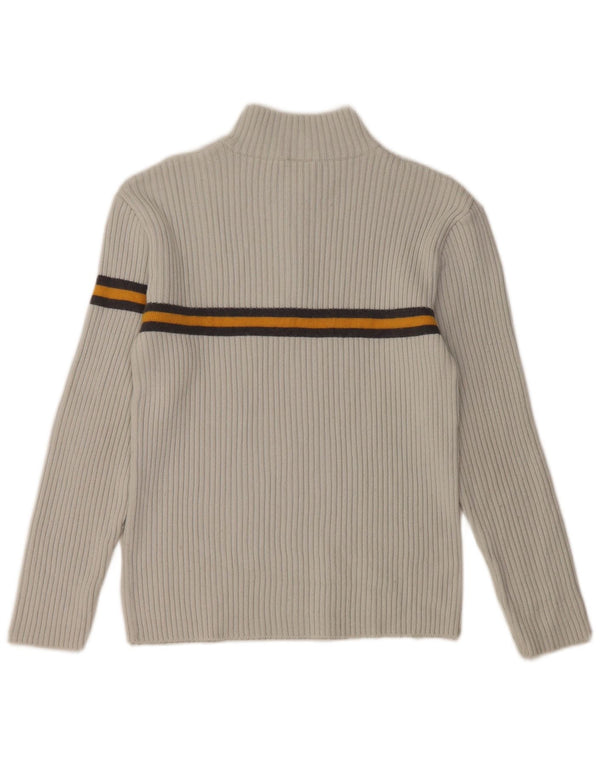 FILA Pull à col zippé pour femme UK 10 Petite laine rayée grise