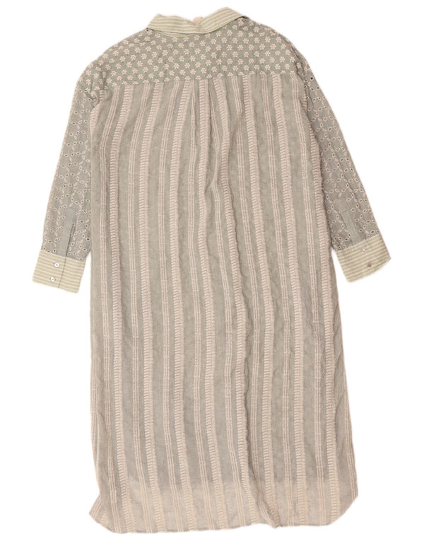 Zara Robe chemise surdimensionnée pour femme UK 14 en coton floral vert moyen