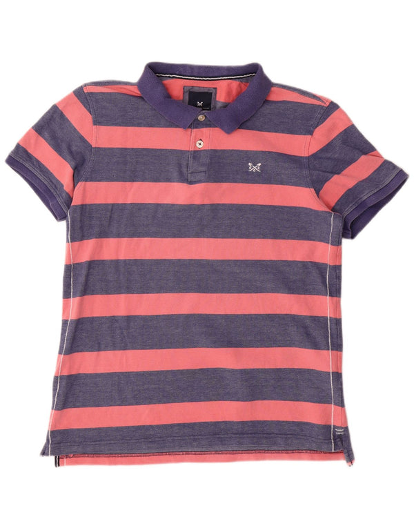 Crew Clothing Polo Homme Coton Rayé Bleu Marine Moyen
