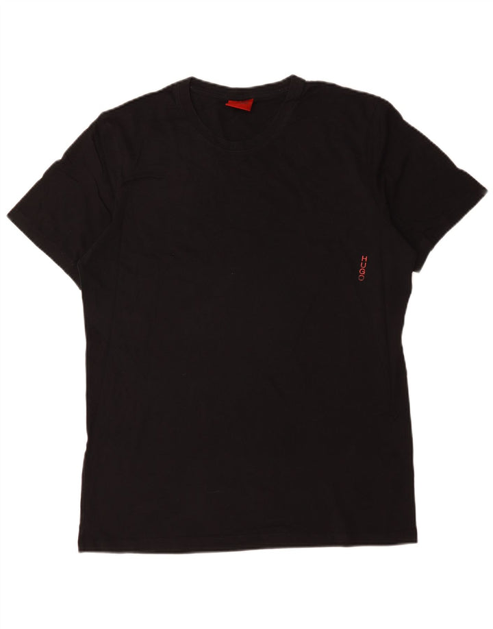 Hugo Boss Hommes T-Shirt Top Large Noir Coton