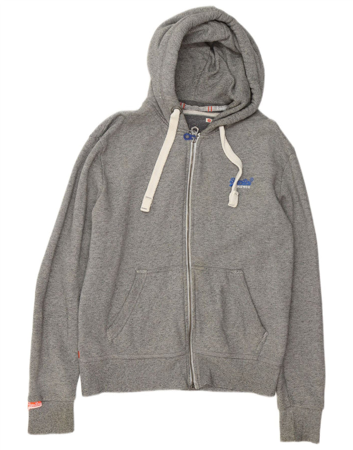 Superdry Sweat à Capuche Zippé Homme Gris Moyen Coton