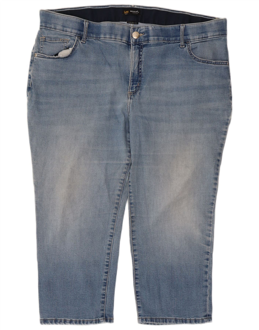 LEE Bermuda en jean taille moyenne pour femme, coupe régulière, W40 2XL, coton bleu