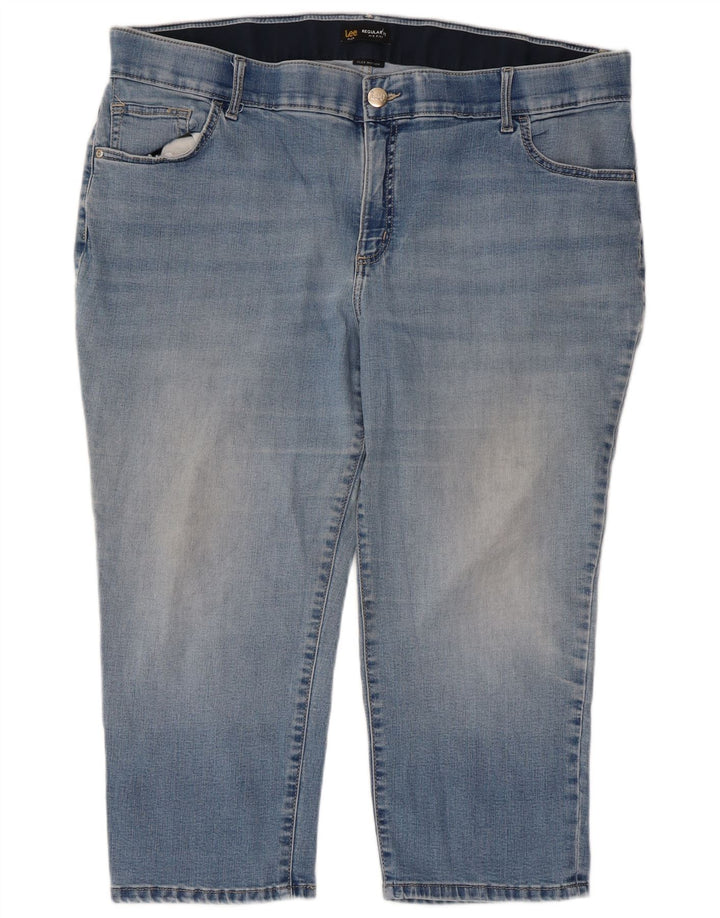 LEE Bermuda en jean taille moyenne pour femme, coupe régulière, W40 2XL, coton bleu