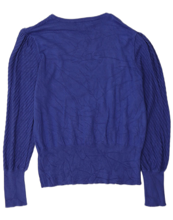Marks & Spencer Pull col bateau pour femme UK 16 Large Bleu Viscose