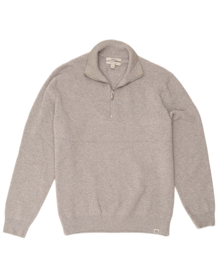 Marks & Spencer Pull col zippé pour homme XL Gris Coton