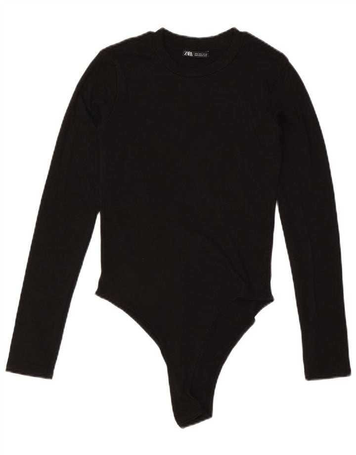 ZARA Body à manches longues pour femme UK 14 Large Noir