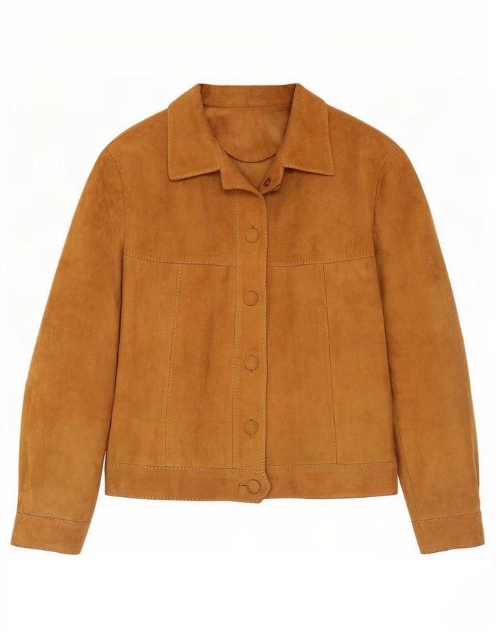 veste en daim femme vintage UK 14 Brun moyen