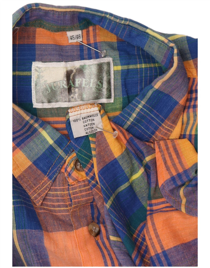 vintage Mens Regular Fit Shirt Taille 45/46 2XL Coton à carreaux multicolores