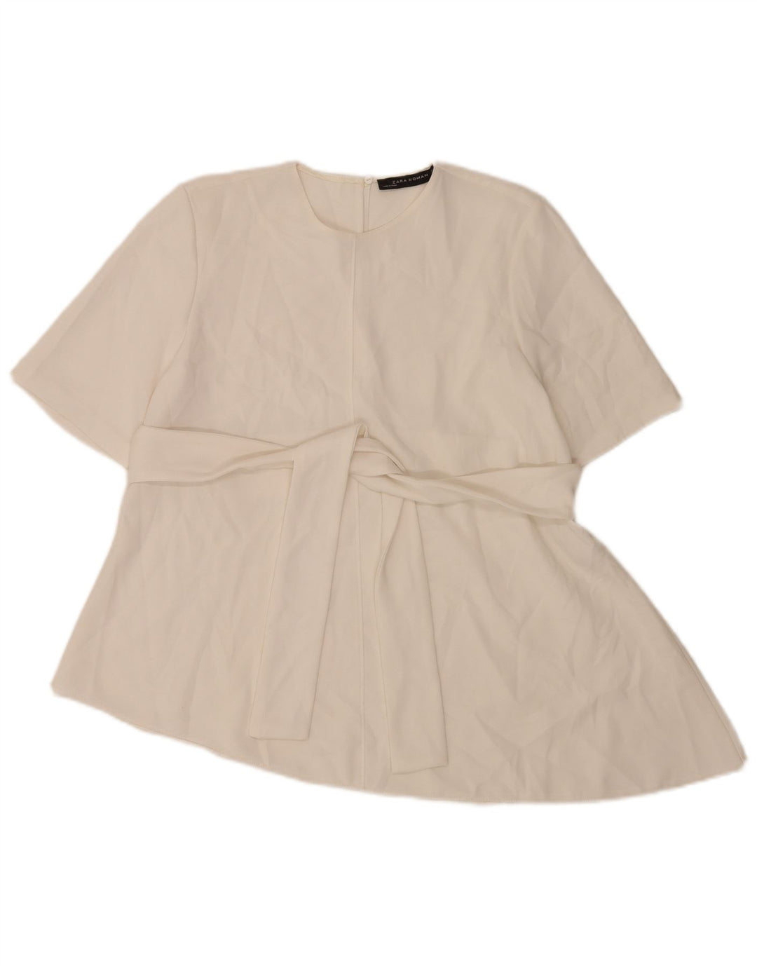 Zara Femme Chemisier Asymétrique Top UK 12 Polyester Blanc Moyen