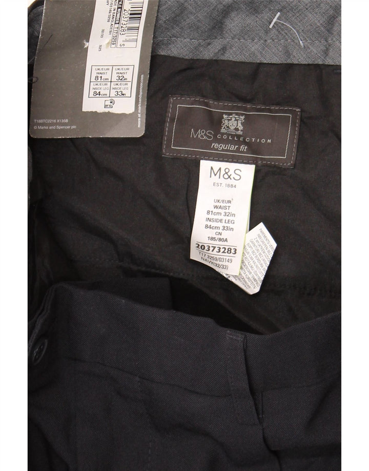 MARKS & SPENCER Pantalon de costume coupe classique pour homme W32 L33 Bleu marine Polyester