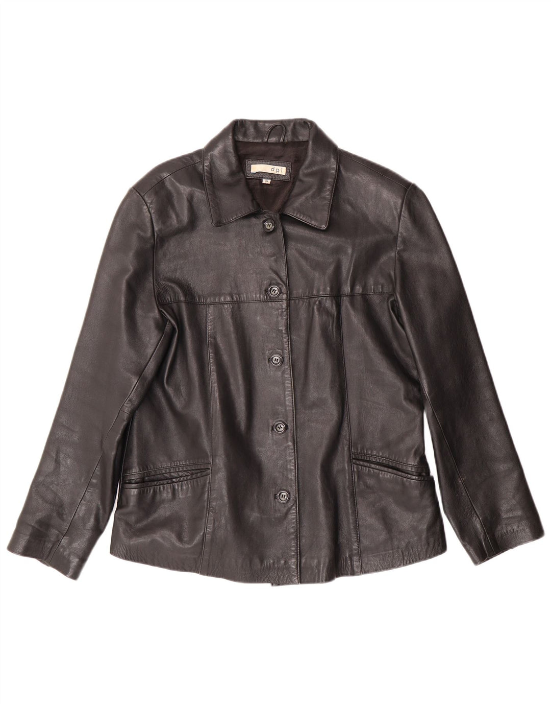 veste en cuir femme vintage UK 16 Grand cuir noir