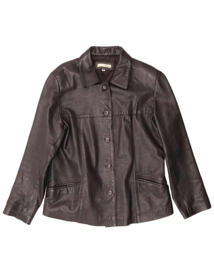 veste en cuir femme vintage UK 16 Grand cuir noir