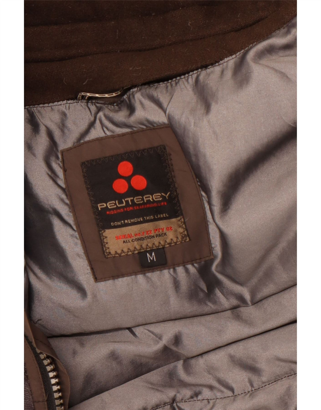 PEUTEREY Veste matelassée à capuche pour homme UK 38 en coton marron moyen