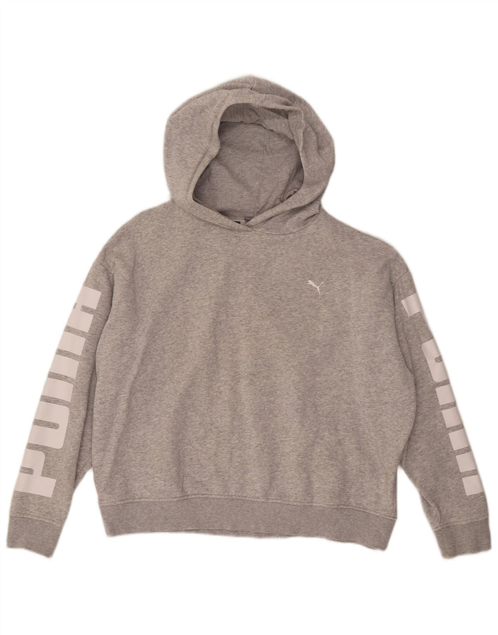 PUMA Pull à capuche surdimensionné graphique pour femme UK 16 Large Gris Coton