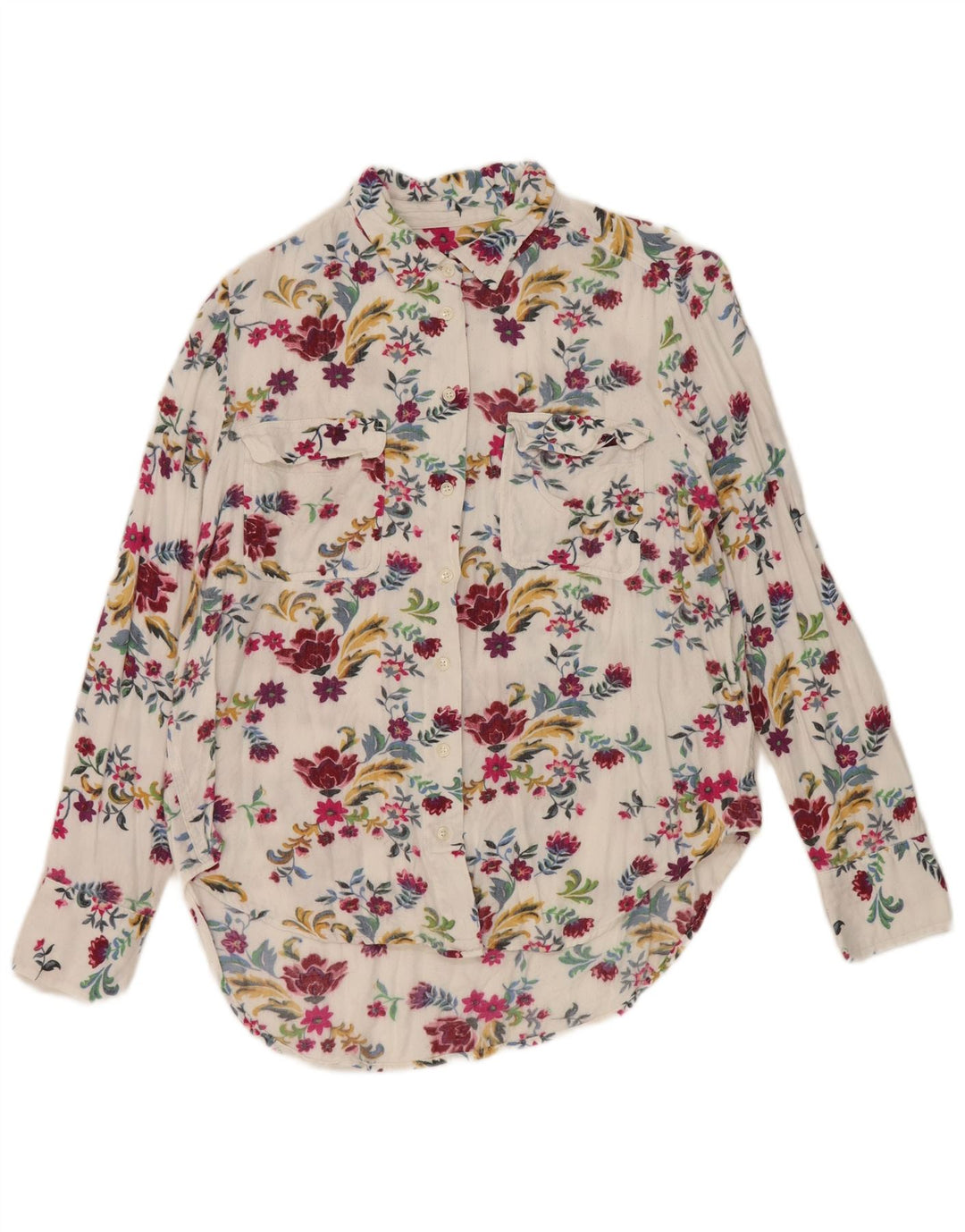 Marks & Spencer Chemise Femme UK 12 Medium Blanc Floral Viscose