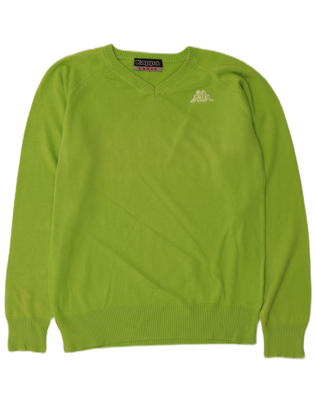 Kappa Pull col V pour homme en coton vert Taille L