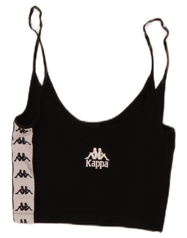 Kappa Womens Graphic Crop Cami Top UK 4 XS Noir Colorblock Coton
