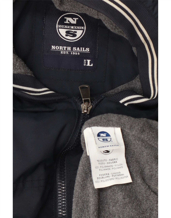 North Sails Veste bomber à capuche pour homme UK 40 Large Bleu Marine Polyamide