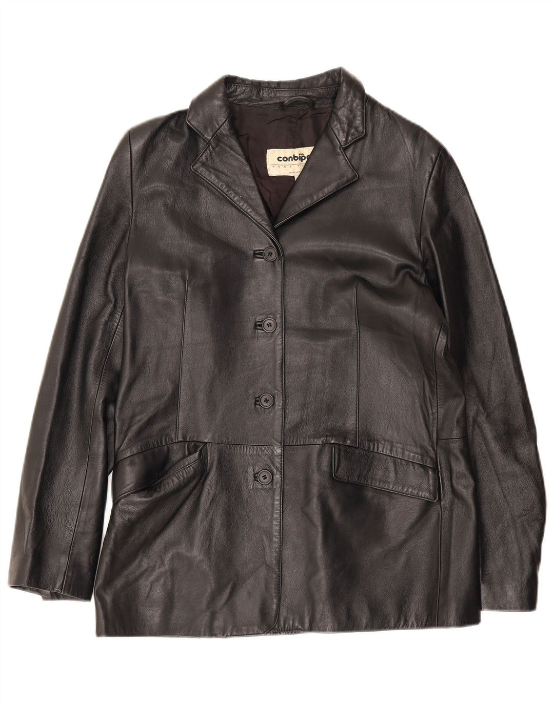Conbipel Veste Blazer En Cuir 4 Boutons Femme IT 48 XL Noir