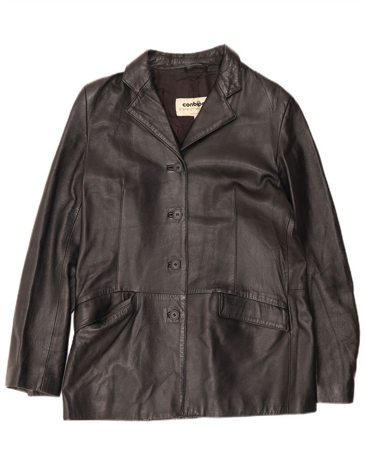 Conbipel Veste Blazer En Cuir 4 Boutons Femme IT 48 XL Noir
