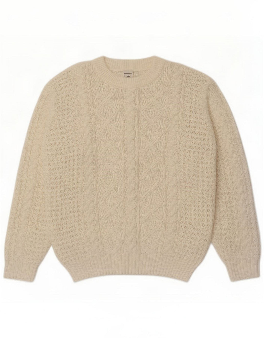 C&A Pull Col Rond Homme Blanc Cassé Moyen Acrylique