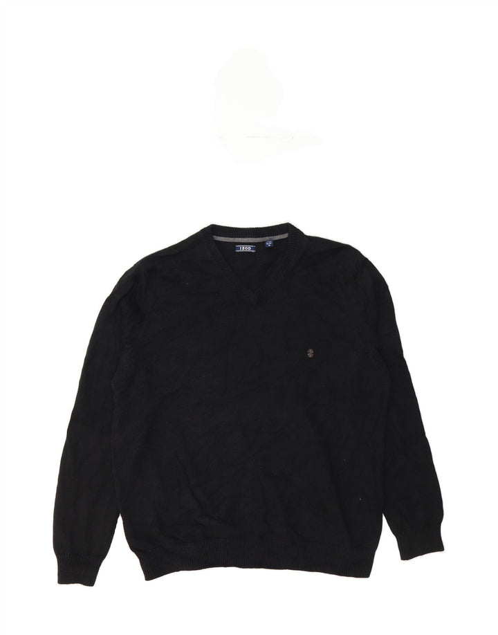 IZOD Mens V-Neck Jumper Sweater XL Black Cotton Vintage Izod and Second-Hand Izod from Messina Hembry 
