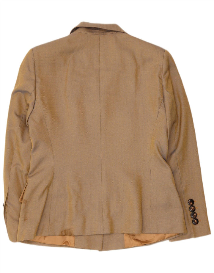 Escada Womens Elements Blazer Jacket UK 12 Medium Beige Chevrons