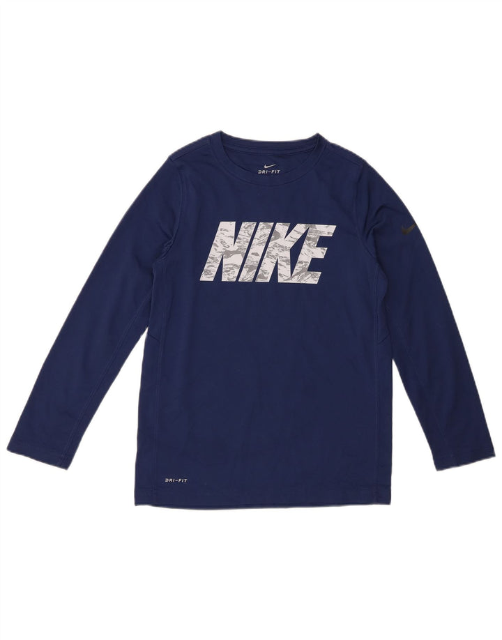 Haut Nike Dri Fit Graphic à manches longues pour garçon 10-11 ans Bleu marine moyen