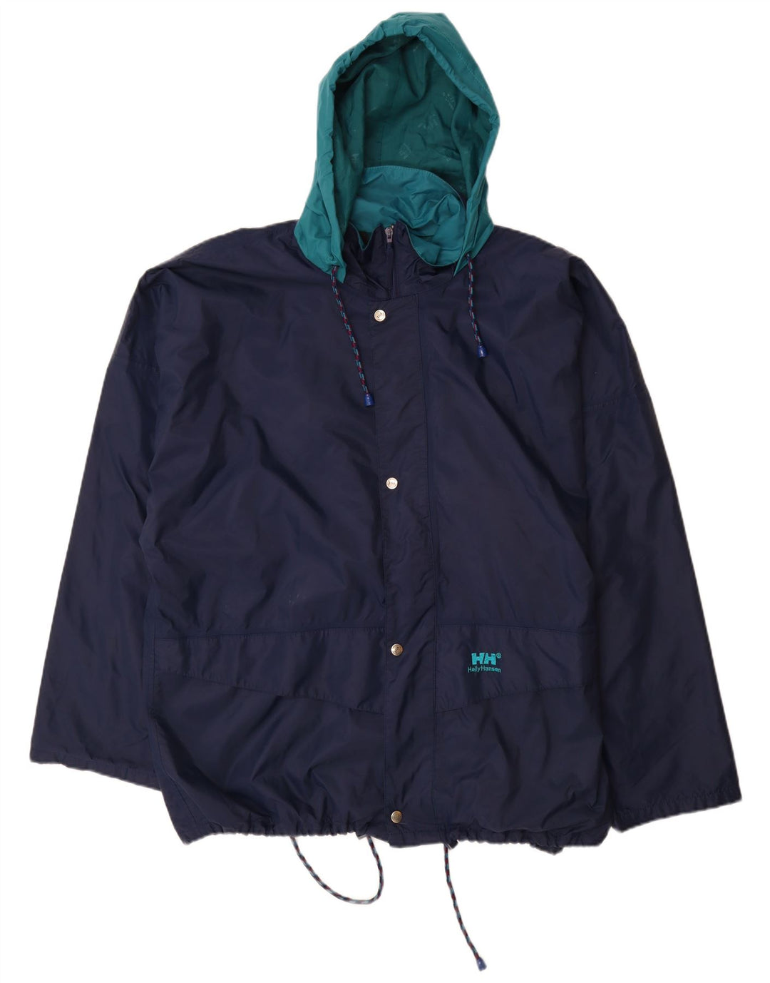 HELLY HANSEN Veste de pluie à capuche pour homme UK 42 XL Bleu marine Colourblock