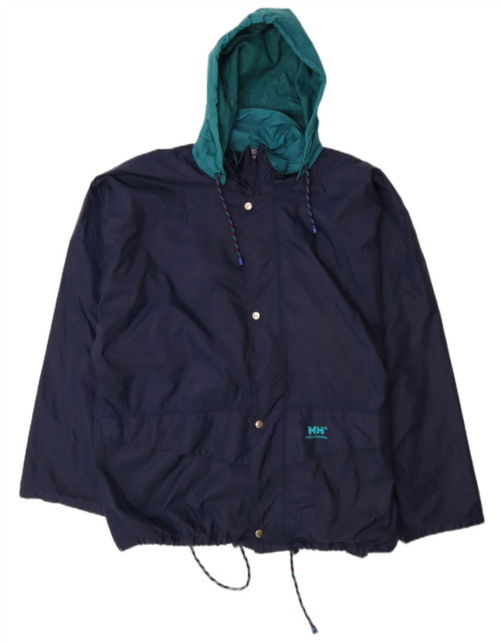HELLY HANSEN Veste de pluie à capuche pour homme UK 42 XL Bleu marine Colourblock